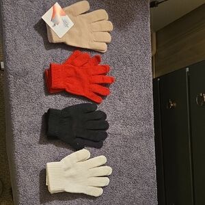 Set of Four Colorful Knit Gloves